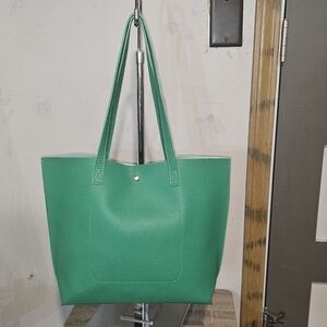 Green Leather Tote Bag